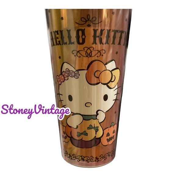 Sanrio Hello Kitty Halloween Cold cup Acrylic Pumpkin with Pumpkin Straw Topper - Picture 2 of 6